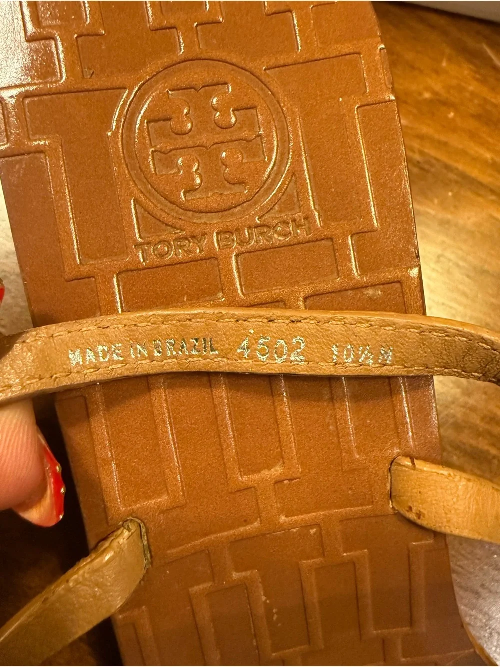 Tory Burch Pauline T Tan Leather Cork Wedge Sandals Size 10.5 $265